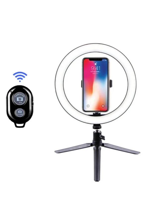 Ring Light Sürekli Işık 8 Inch Bluetooth Kumandalı Halka Işık Youtuber Video Makyaj Kuaför