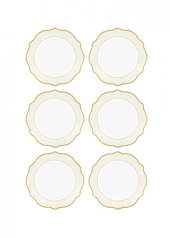 The Mia Jaswely Pasta Tabağı 6 Parça Krem 21 Cm DNR0021