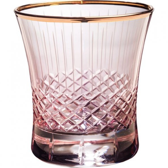 Kcd Antik Pembe Kesme El Dekor Yaldızlı 6 Adet Desenli Su Bardağı Takımı ürün görseli