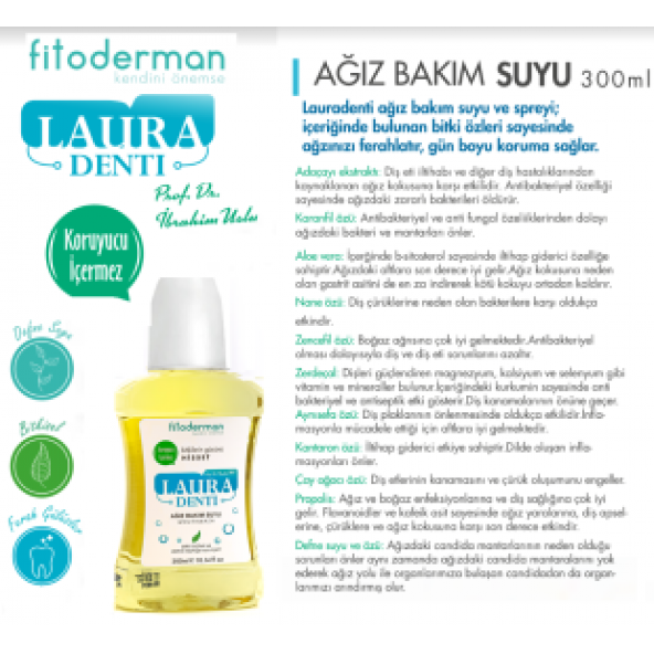 Fitoderman Lauradenti Diş Plak Önleyici'' Nefes Tazeleyici Ağız Bakım Suyu 300 ML ürün görseli