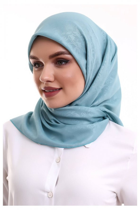 Kofra Desenli Baş Örtü - Turkuaz - 2