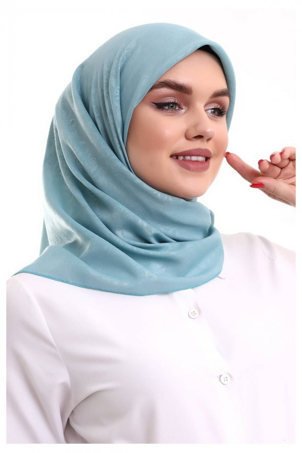 Kofra Desenli Baş Örtü - Turkuaz - 3