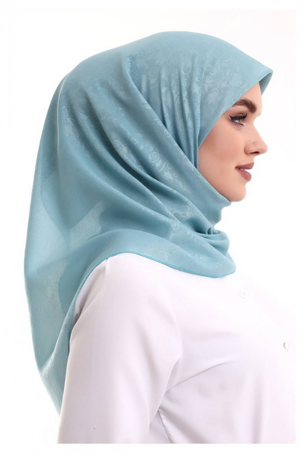 Kofra Desenli Baş Örtü - Turkuaz - 4