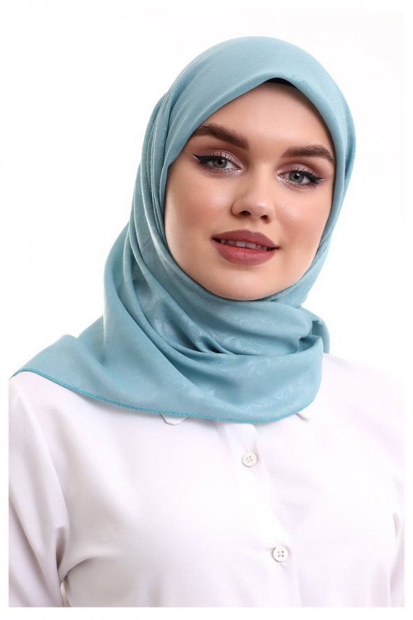 Kofra Desenli Baş Örtü - Turkuaz - 5