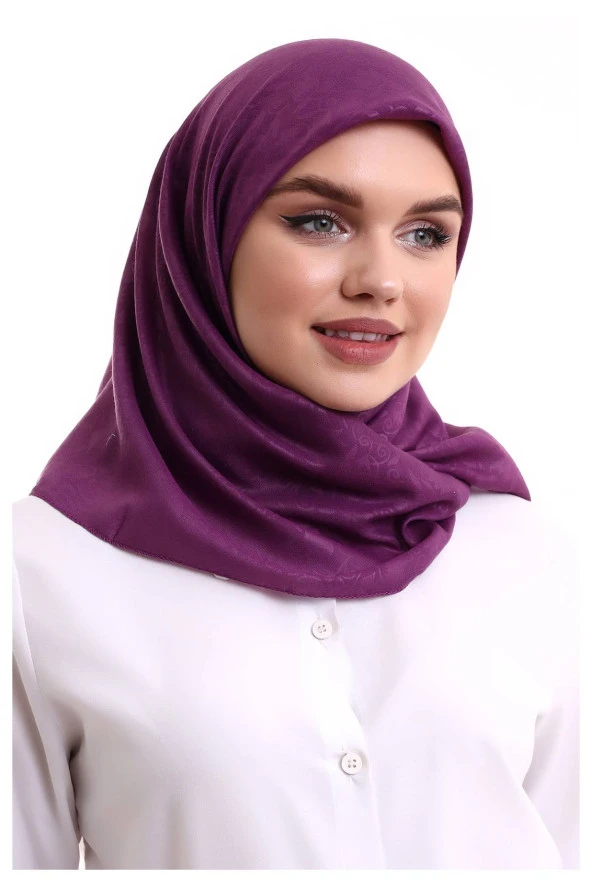 Kofra Desenli Baş Örtü - Lila - Resim 3