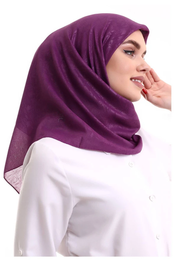Kofra Desenli Baş Örtü - Lila - Resim 4