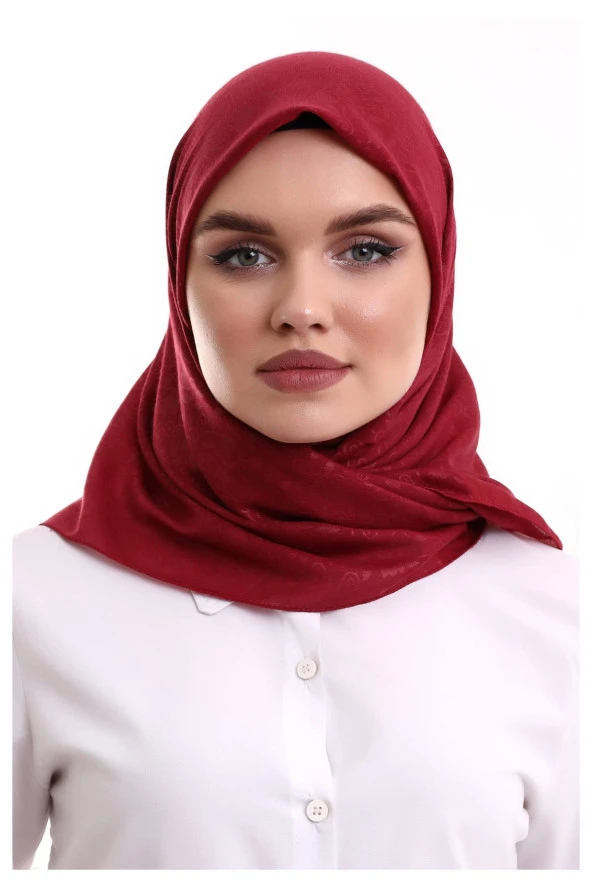 Kofra Desenli Baş Örtü - Kırmızı ürün görseli 1