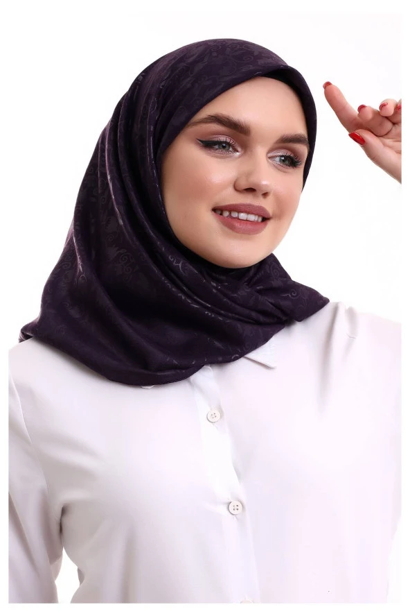 Kofra Desenli Baş Örtü - Mor - Resim 4