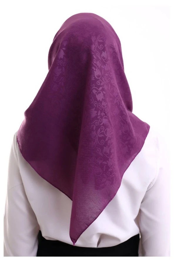 Kofra Desenli Baş Örtü - Lila - Resim 6