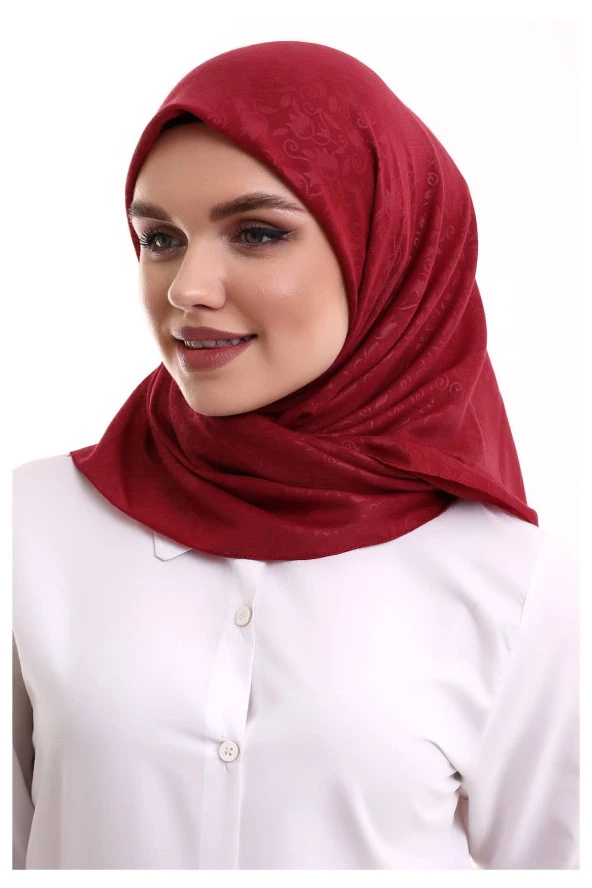 Kofra Desenli Baş Örtü - Kırmızı - Resim 3