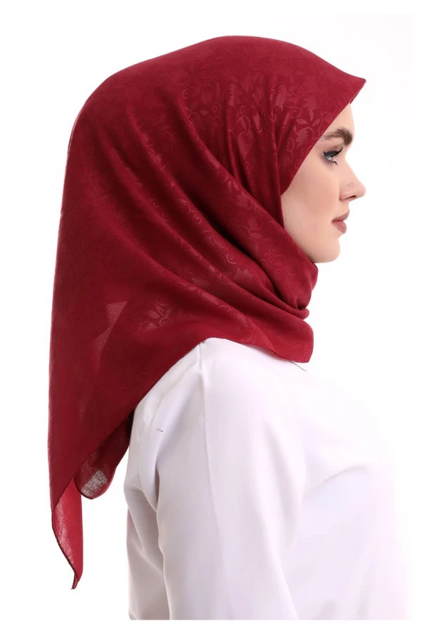Kofra Desenli Baş Örtü - Kırmızı - Resim 5