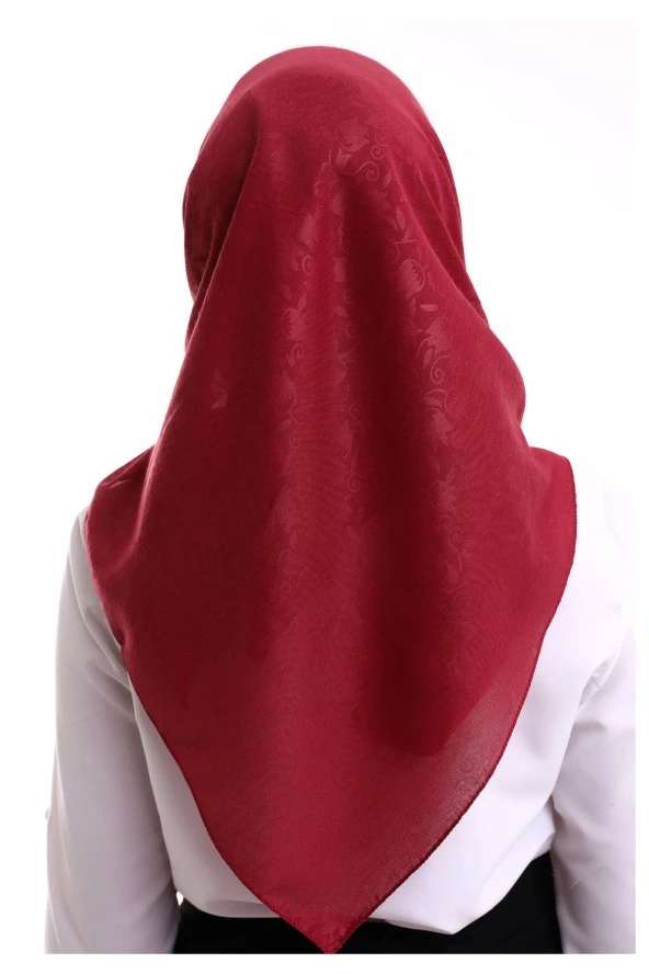 Kofra Desenli Baş Örtü - Kırmızı - Resim 6