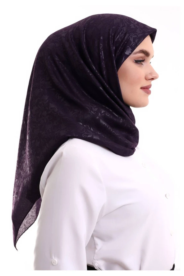 Kofra Desenli Baş Örtü - Mor - Resim 5