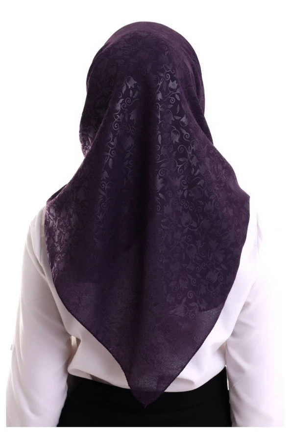Kofra Desenli Baş Örtü - Mor - Resim 6