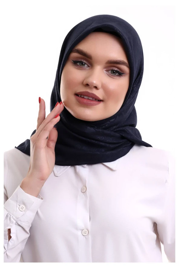 Kofra Desenli Baş Örtü - Siyah - Resim 2