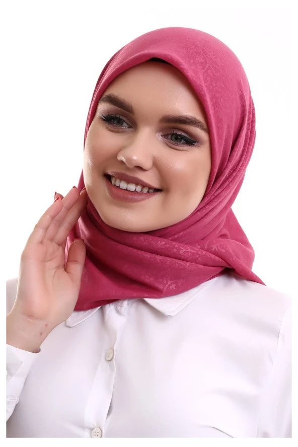 Kofra Desenli Baş Örtü - Gül Kurusu - Resim 2