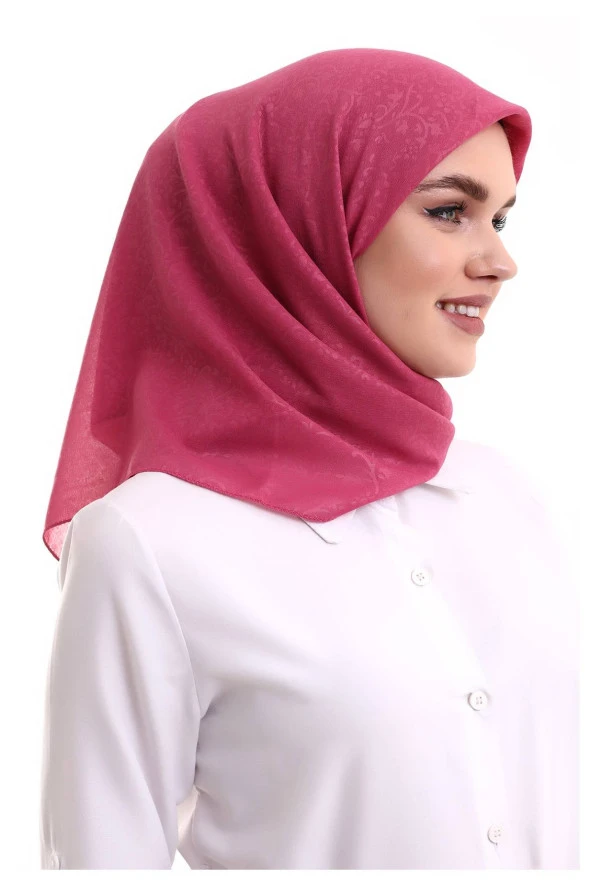 Kofra Desenli Baş Örtü - Gül Kurusu - Resim 5