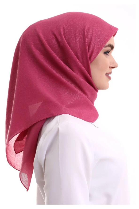 Kofra Desenli Baş Örtü - Gül Kurusu - Resim 6