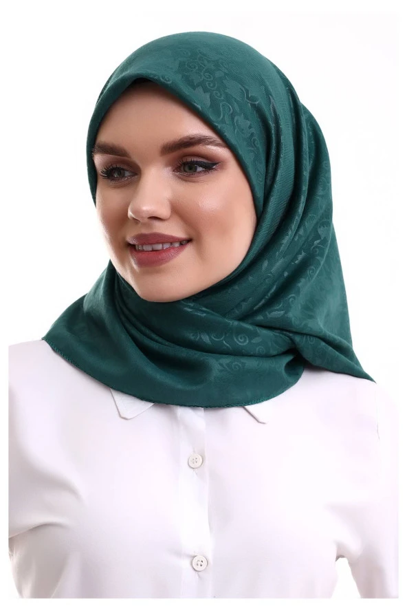 Kofra Desenli Baş Örtü - Yeşil - 2
