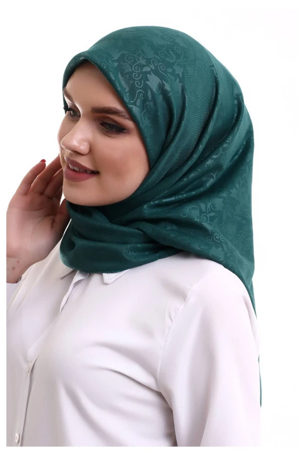 Kofra Desenli Baş Örtü - Yeşil - 3