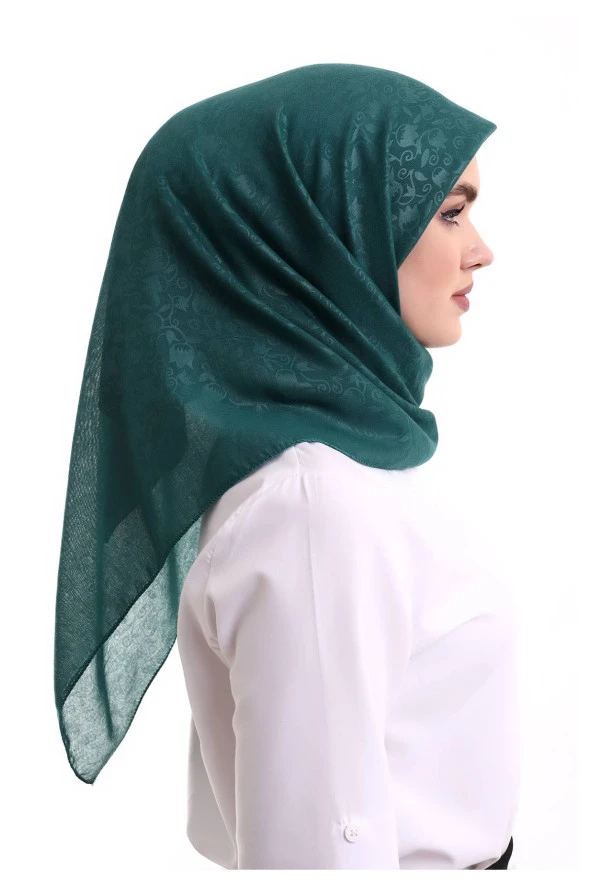 Kofra Desenli Baş Örtü - Yeşil - 5