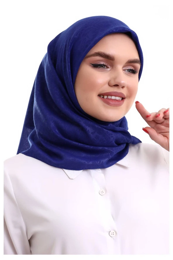 Kofra Desenli Baş Örtü - Lacivert - 4