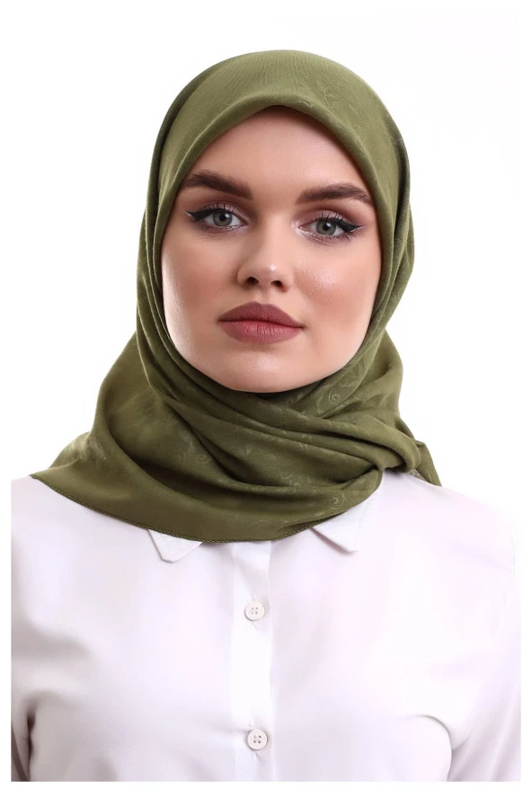 Kofra Desenli Baş Örtü - Koyu Yeşil