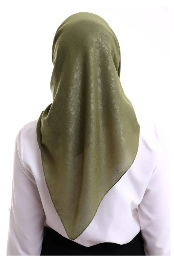 Kofra Desenli Baş Örtü - Koyu Yeşil - 6