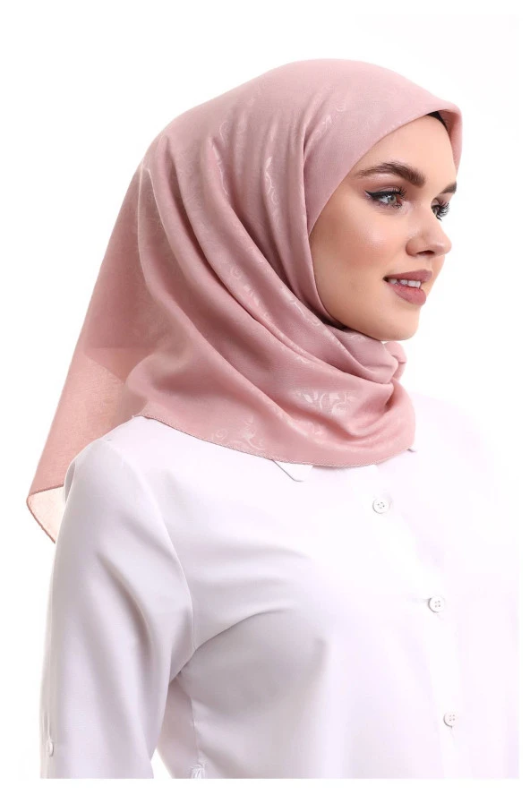 Kofra Desenli Baş Örtü - Pembe - Resim 4