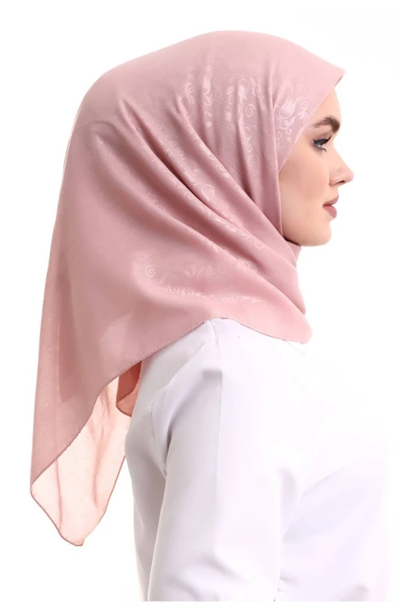 Kofra Desenli Baş Örtü - Pembe - Resim 5