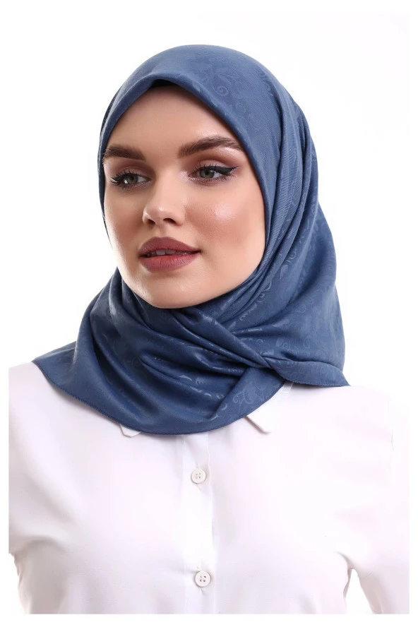 Kofra Desenli Baş Örtü - Mavi - 2
