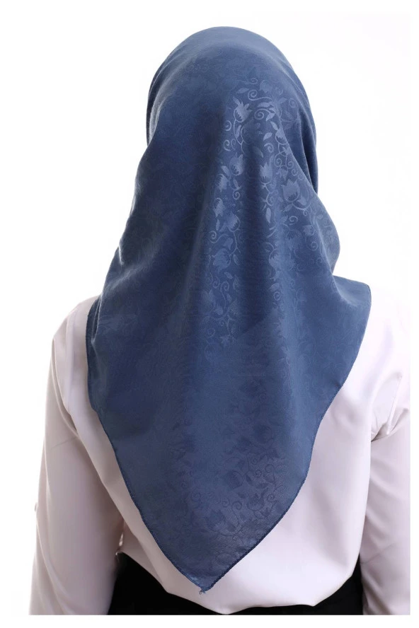 Kofra Desenli Baş Örtü - Mavi - 6