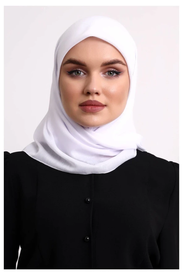 Kofra Desenli Baş Örtü - Beyaz