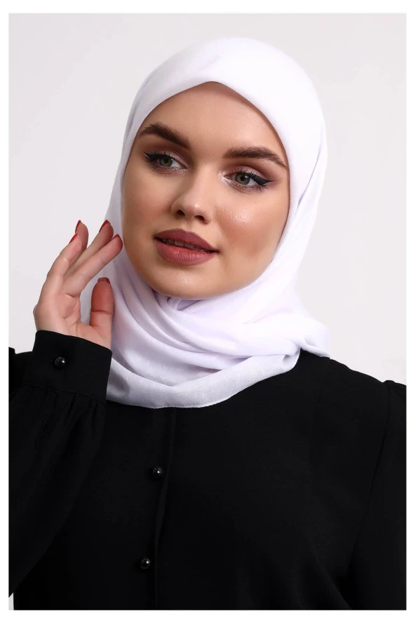 Kofra Desenli Baş Örtü - Beyaz - 2