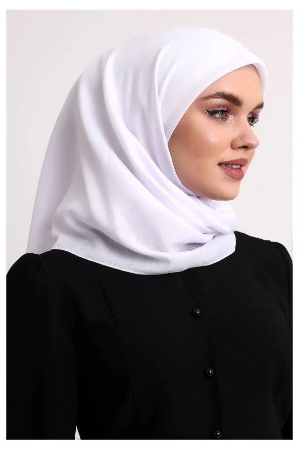 Kofra Desenli Baş Örtü - Beyaz - 4