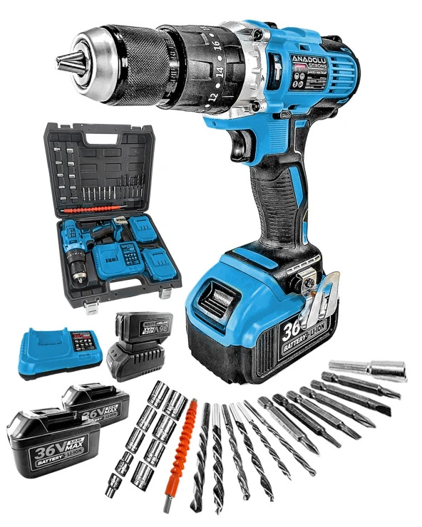 Anadolu Strong Ans1054-M Profesyonel Darbeli Akülü Matkap Çift Akülü Metal Mandren