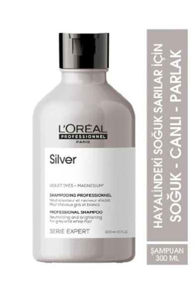 Loreal Professionnel Serie Expert Silver Çok Açık Sarı, Gri Ve Beyaz Saçlar Için Renk Dengeleyici Mor Şampuanı 300 Ml ürün görseli