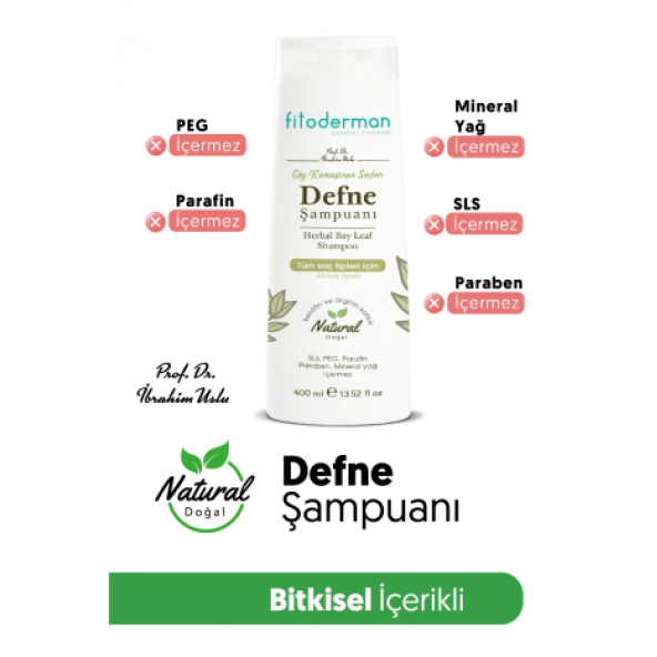 Fitoderman Defne Özlü ,Keratin, Arginin, Biotin Katkılı Dökülme Karşıtı Bitkisel Defne Şampuanı - Resim 2