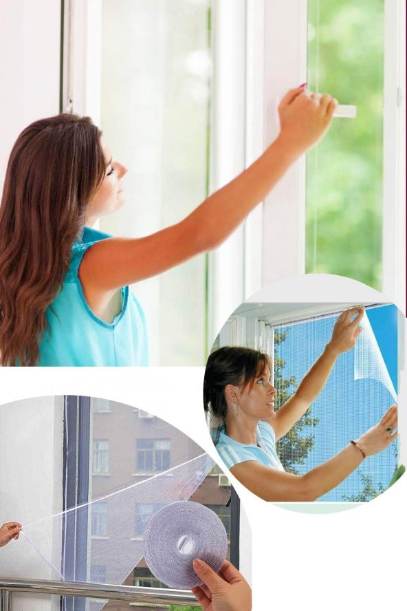 Kesilebilir Pencere Sinekliği 3 Adet Cırt Bantlı Yapışkanlı 100cm x 150cm