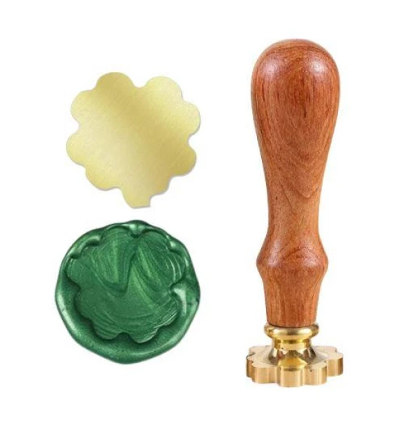 Boş Mum Mühür Pirinç Damga Başlığı Yonca Yaprağı Şeklinde 26x26mm - Resim 4