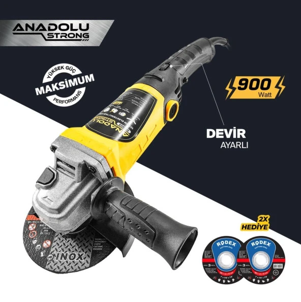 Anadolu Strong DM803 Devir Ayarlı Spral Taşlama Makinası Avuç İçi Taşlama 115 mm 2 Adet Disk Hediye - 5
