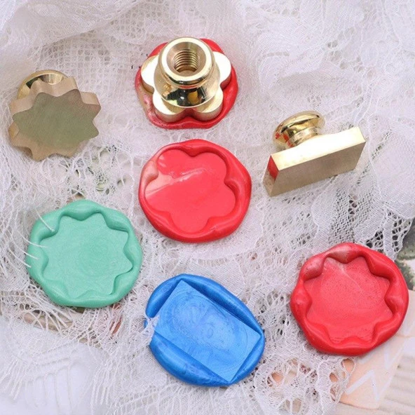 Boş Mum Mühür Pirinç Damga Başlığı Sekizgen Yıldız 24x284mm - Resim 10