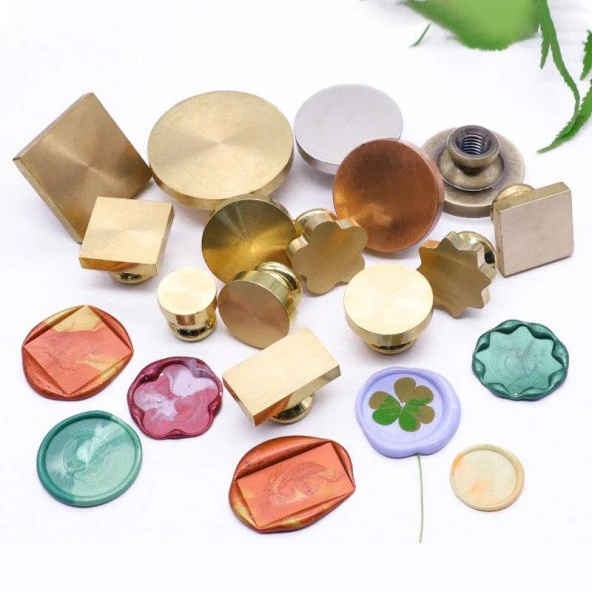 Boş Mum Mühür Pirinç Damga Başlığı Sekizgen Yıldız 24x284mm - Resim 11