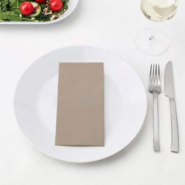 Dikdörtgen Peçete Bej Renk MeridyenDukkan 38x38 cm 25 Adet Kağıt Servis Peçete - 2