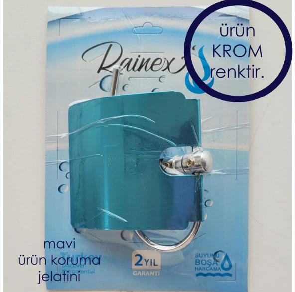 RAİNEX KAPAKLI PASLANMAZ KROM WC KAĞITLIK VİDALI - 3