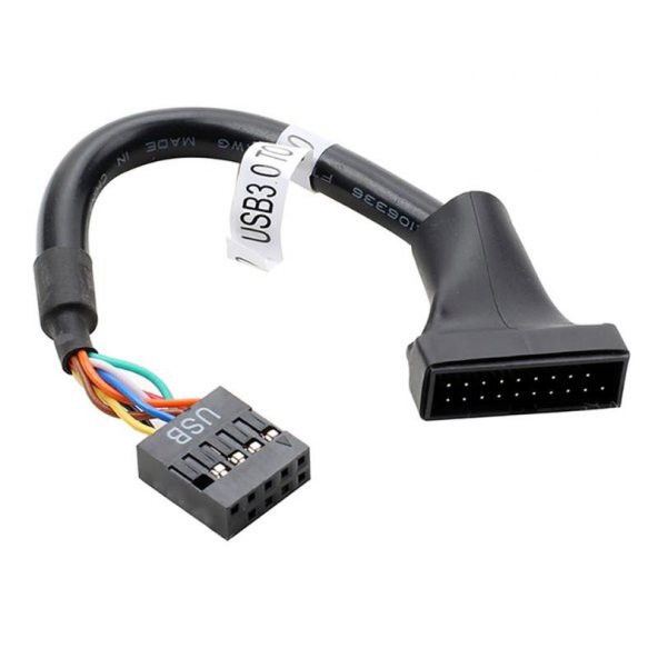 USB 3.0 20 pin erkek to 9 pin usb 2.0 dişi çevirici kablo