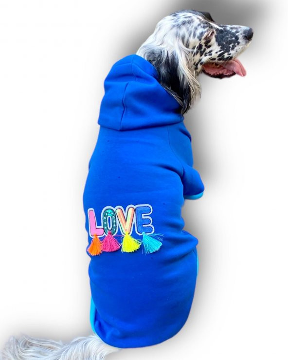 Love of Blue Kapşonlu Sweatshirt Orta ve Büyük Irklar İçin