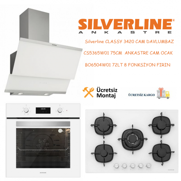 Silverline Beyaz Cam Ankastre Set BO6504W01 - CS5365W01 - 3420