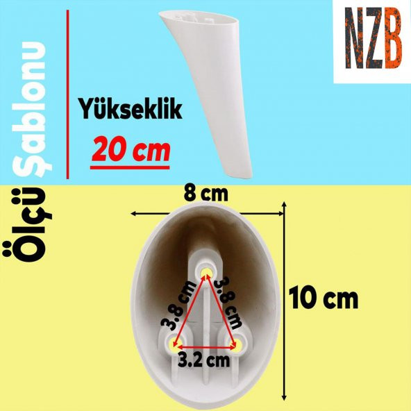 Lüks Mobilya Kanepe Sehpa TV Ünitesi Koltuk Ayağı 20 cm Beyaz Baza Ayak - Resim 3