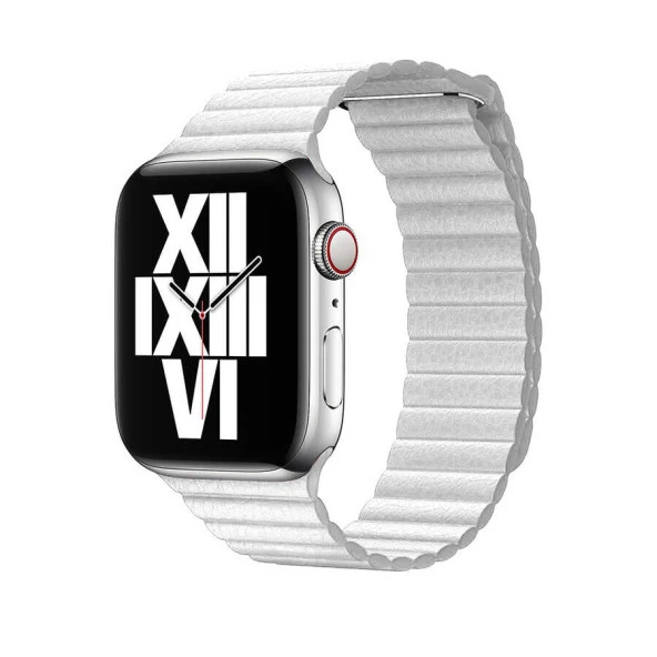 Apple Watch 38mm KRD-09 Deri Lop Kordon Saat Değildir.  Beyaz
